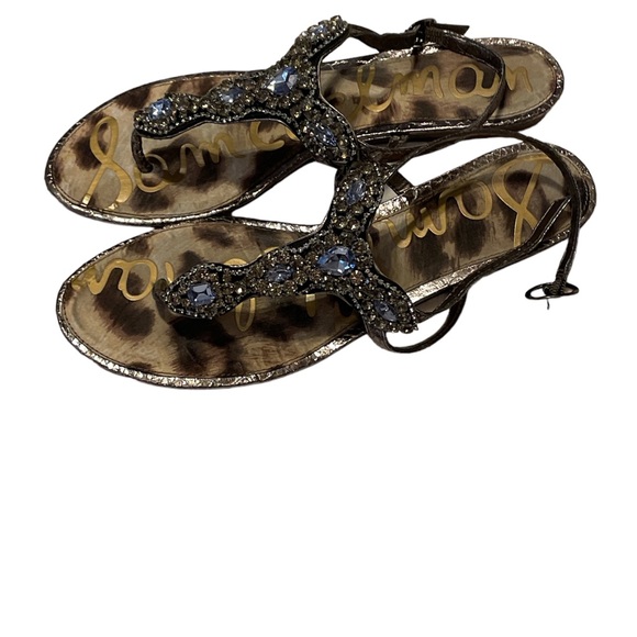 Sam Edelman, Women’s Ross Pewter embellished, Snake Print Sandals, size 10 - Picture 4 of 6